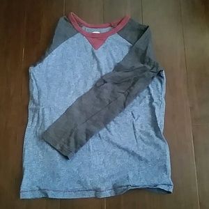 Blue and gray long sleeve shirt